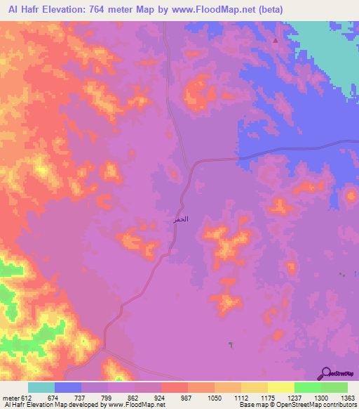 Al Hafr,Saudi Arabia Elevation Map