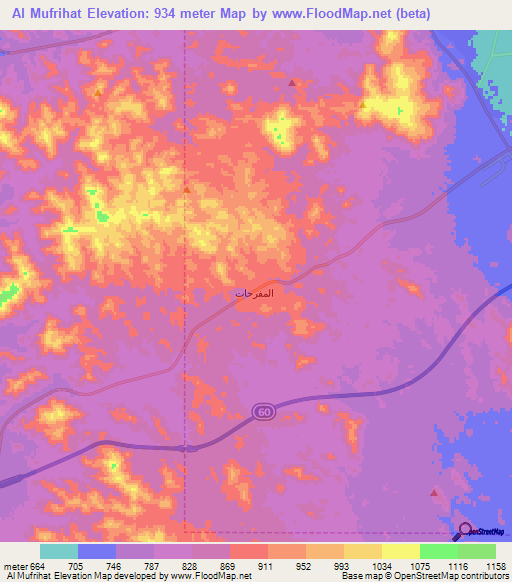 Al Mufrihat,Saudi Arabia Elevation Map