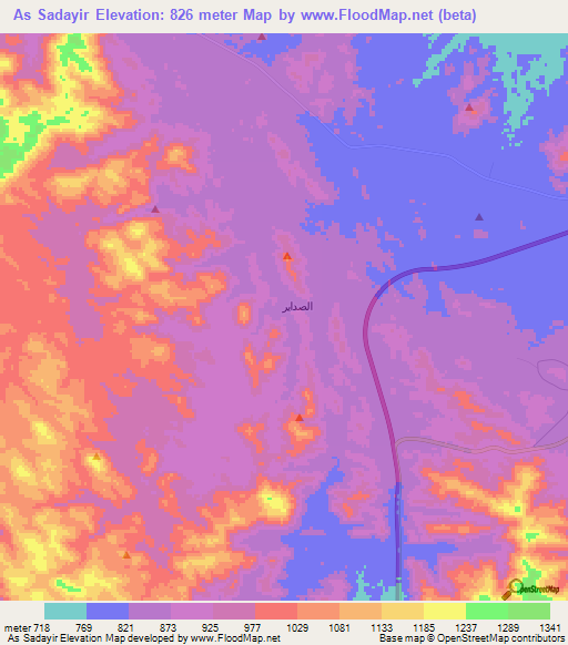 As Sadayir,Saudi Arabia Elevation Map