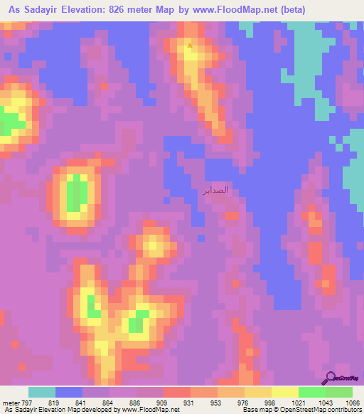 As Sadayir,Saudi Arabia Elevation Map