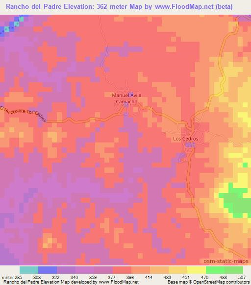 Rancho del Padre,Mexico Elevation Map