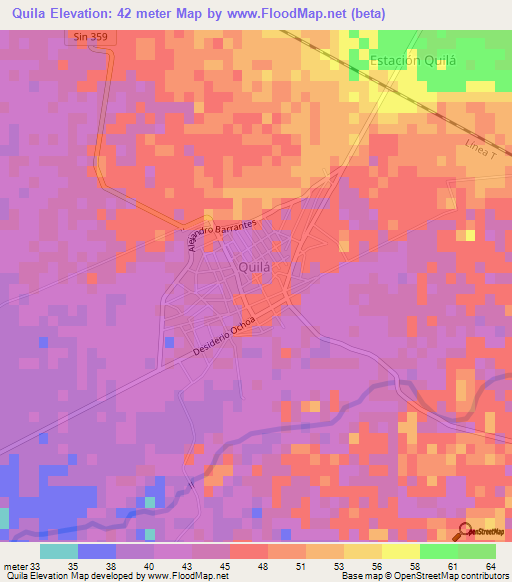 Quila,Mexico Elevation Map