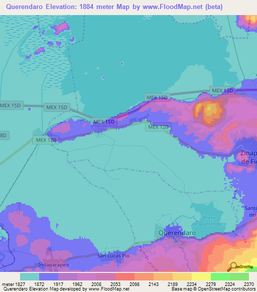 Querendaro,Mexico Elevation Map