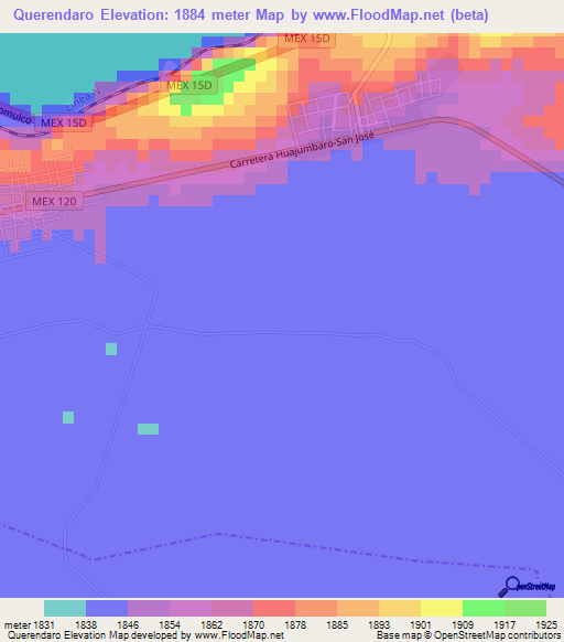 Querendaro,Mexico Elevation Map