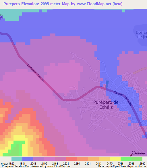 Purepero,Mexico Elevation Map