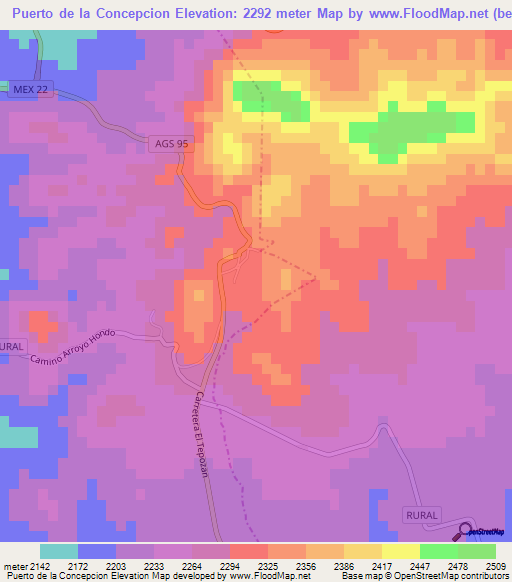 Puerto de la Concepcion,Mexico Elevation Map