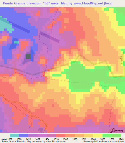 Puerta Grande,Mexico Elevation Map