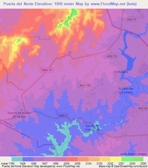 Puerta del Norte,Mexico Elevation Map