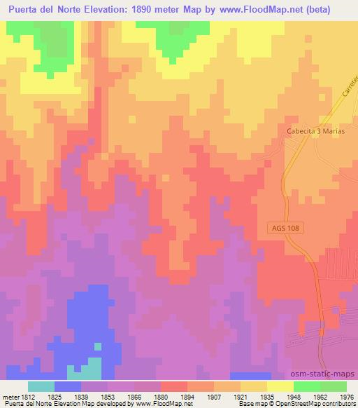 Puerta del Norte,Mexico Elevation Map