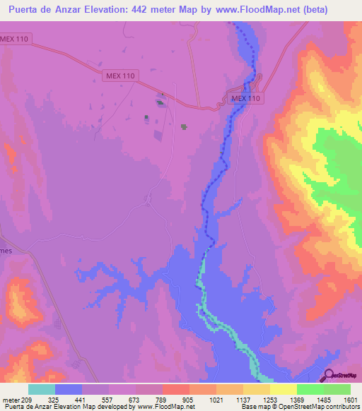 Puerta de Anzar,Mexico Elevation Map