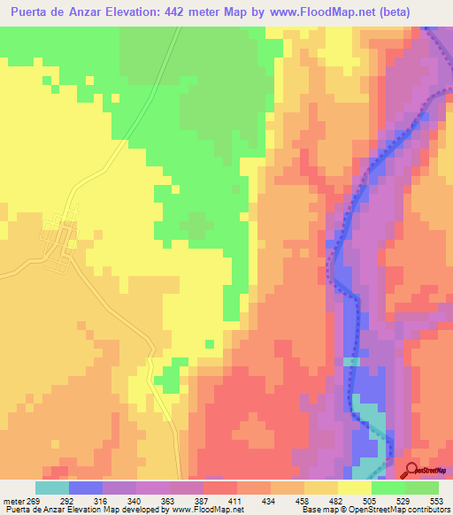 Puerta de Anzar,Mexico Elevation Map