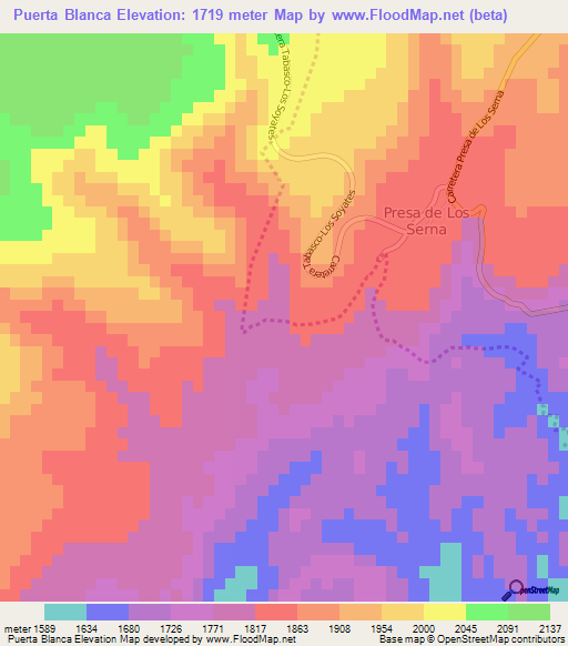 Puerta Blanca,Mexico Elevation Map