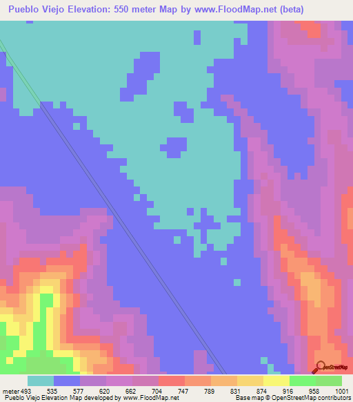 Pueblo Viejo,Mexico Elevation Map