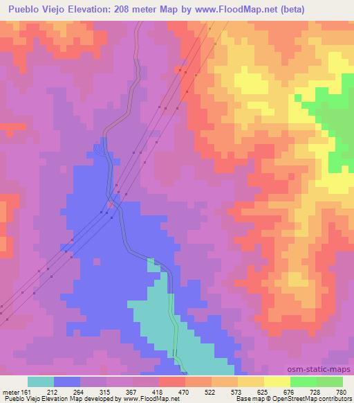 Pueblo Viejo,Mexico Elevation Map