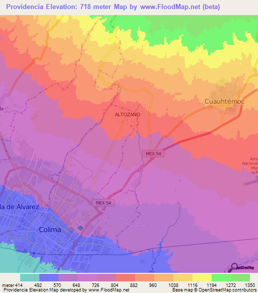 Providencia,Mexico Elevation Map