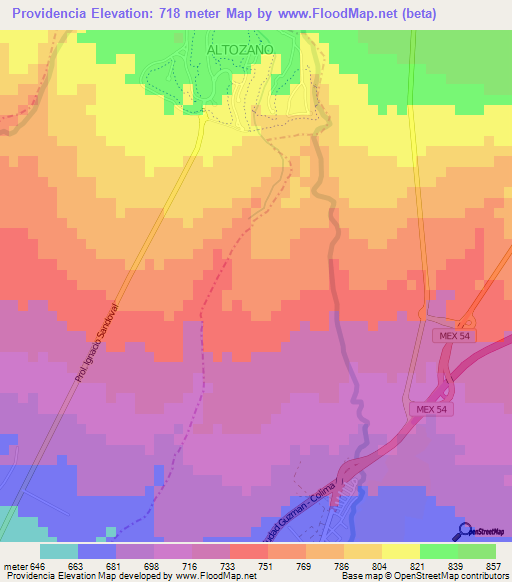 Providencia,Mexico Elevation Map