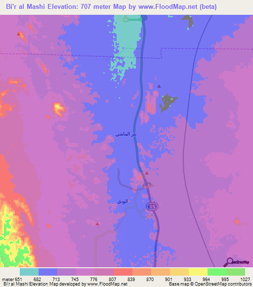 Bi'r al Mashi,Saudi Arabia Elevation Map