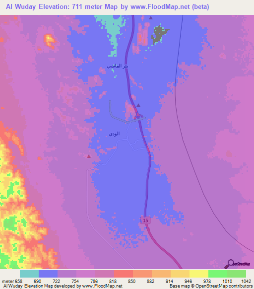 Al Wuday,Saudi Arabia Elevation Map