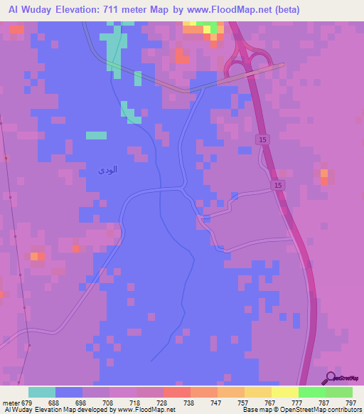 Al Wuday,Saudi Arabia Elevation Map