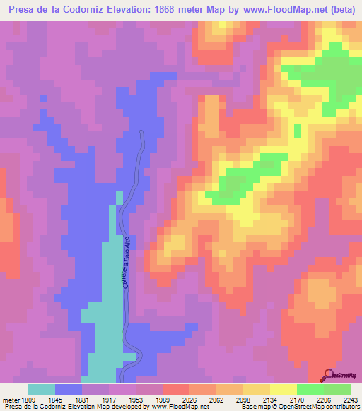 Presa de la Codorniz,Mexico Elevation Map