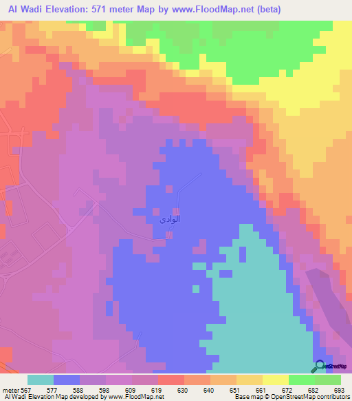 Al Wadi,Saudi Arabia Elevation Map