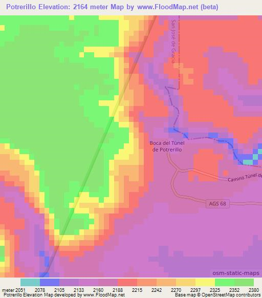 Potrerillo,Mexico Elevation Map