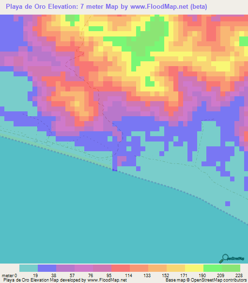 Playa de Oro,Mexico Elevation Map