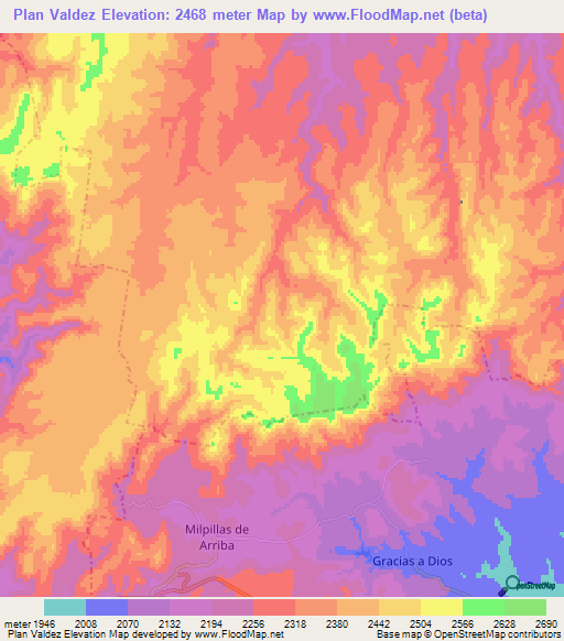 Plan Valdez,Mexico Elevation Map