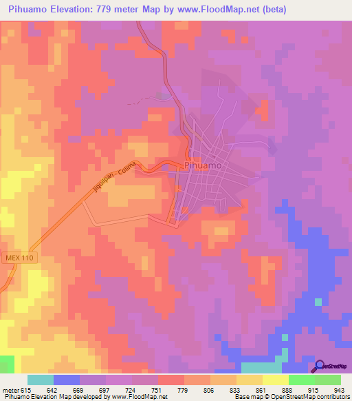 Pihuamo,Mexico Elevation Map