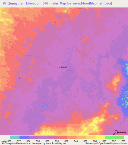 Al Qunaytirah,Saudi Arabia Elevation Map