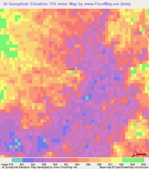 Al Qunaytirah,Saudi Arabia Elevation Map