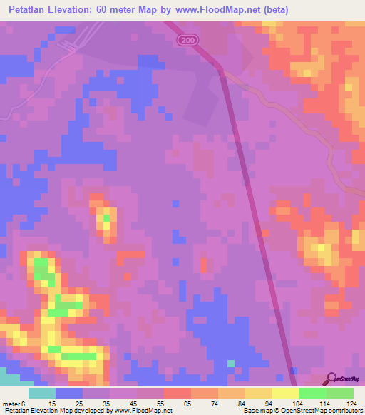 Petatlan,Mexico Elevation Map