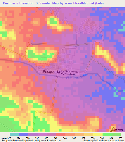 Pesqueria,Mexico Elevation Map