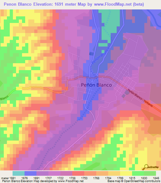 Penon Blanco,Mexico Elevation Map