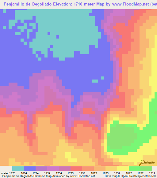 Penjamillo de Degollado,Mexico Elevation Map