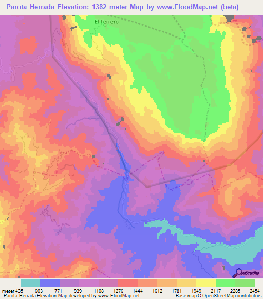 Parota Herrada,Mexico Elevation Map