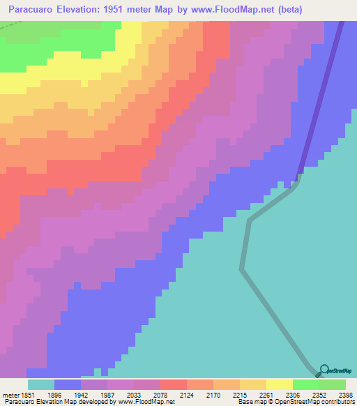 Paracuaro,Mexico Elevation Map