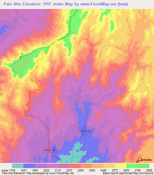 Palo Alto,Mexico Elevation Map