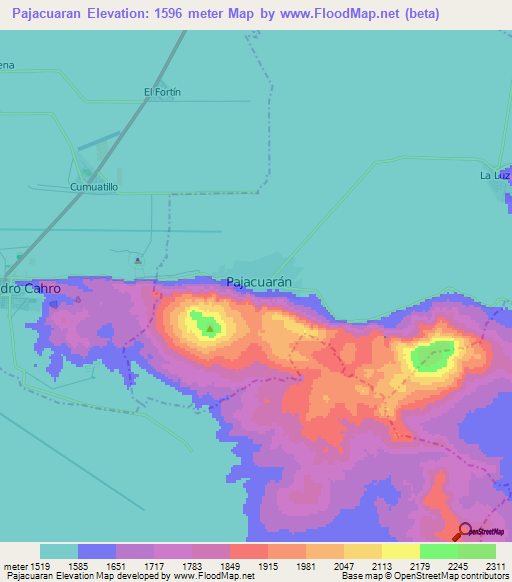 Pajacuaran,Mexico Elevation Map