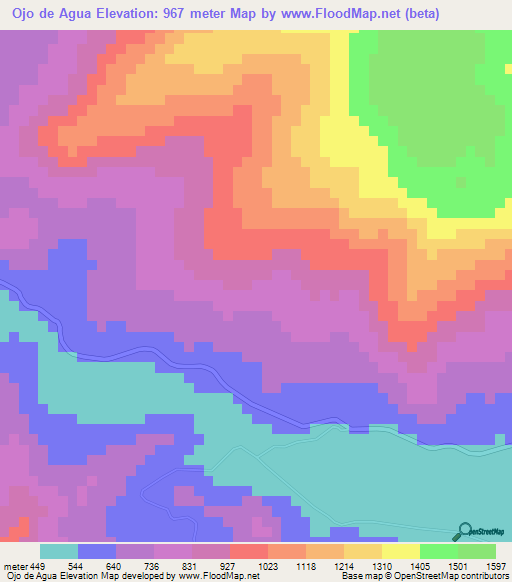 Ojo de Agua,Mexico Elevation Map