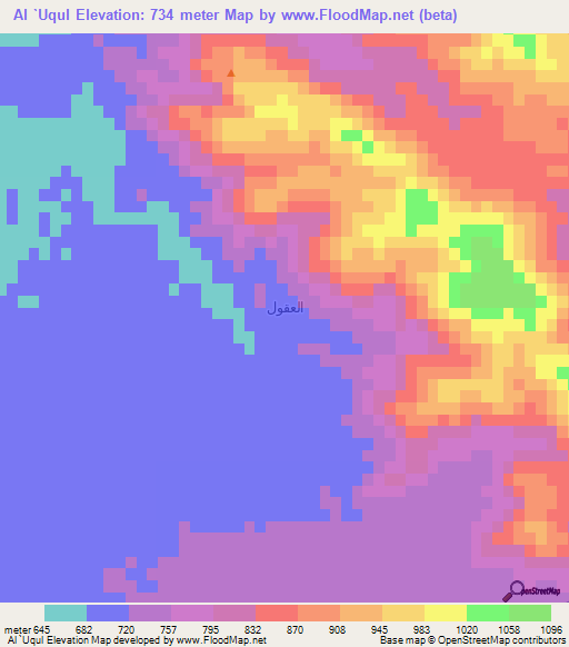 Al `Uqul,Saudi Arabia Elevation Map