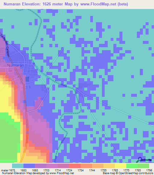 Numaran,Mexico Elevation Map