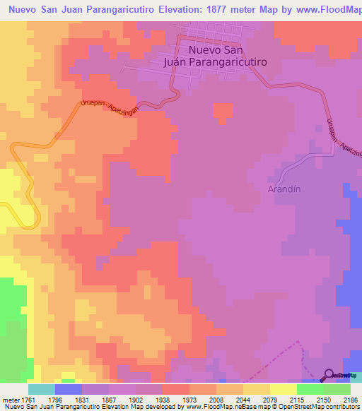 Nuevo San Juan Parangaricutiro,Mexico Elevation Map