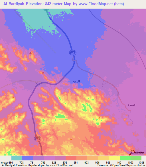 Al Bardiyah,Saudi Arabia Elevation Map