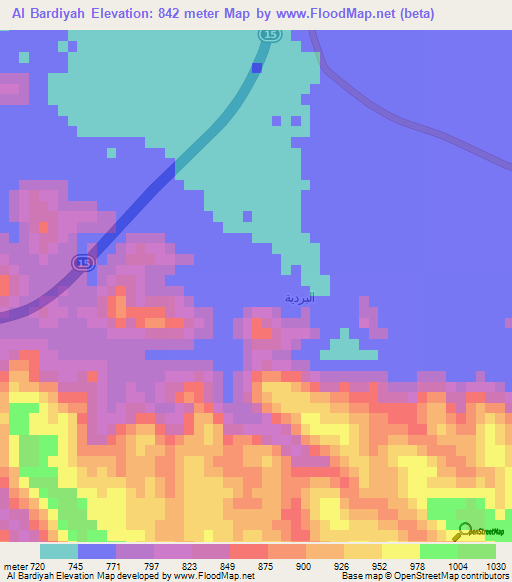 Al Bardiyah,Saudi Arabia Elevation Map