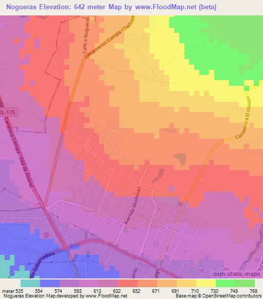 Nogueras,Mexico Elevation Map