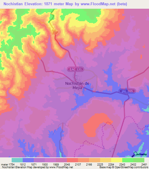Nochistlan,Mexico Elevation Map