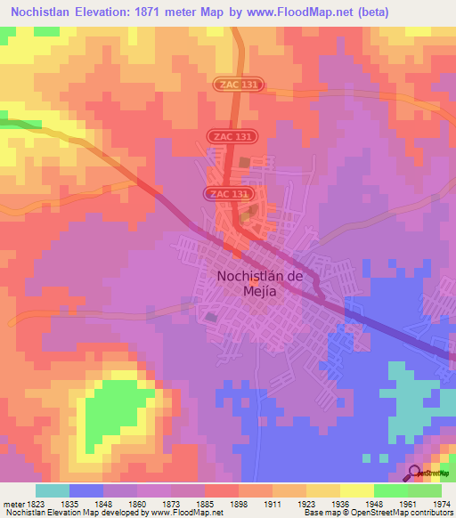 Nochistlan,Mexico Elevation Map