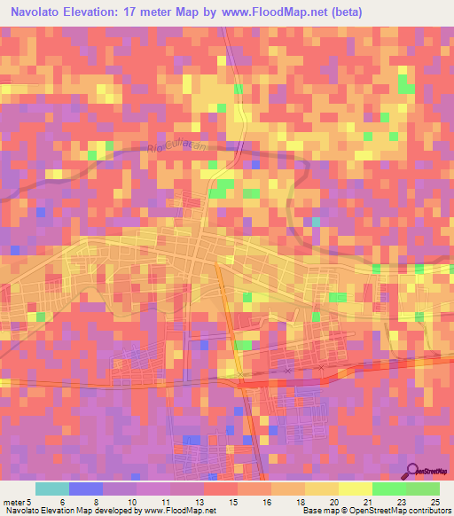 Navolato,Mexico Elevation Map