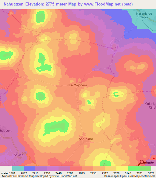 Nahuatzen,Mexico Elevation Map